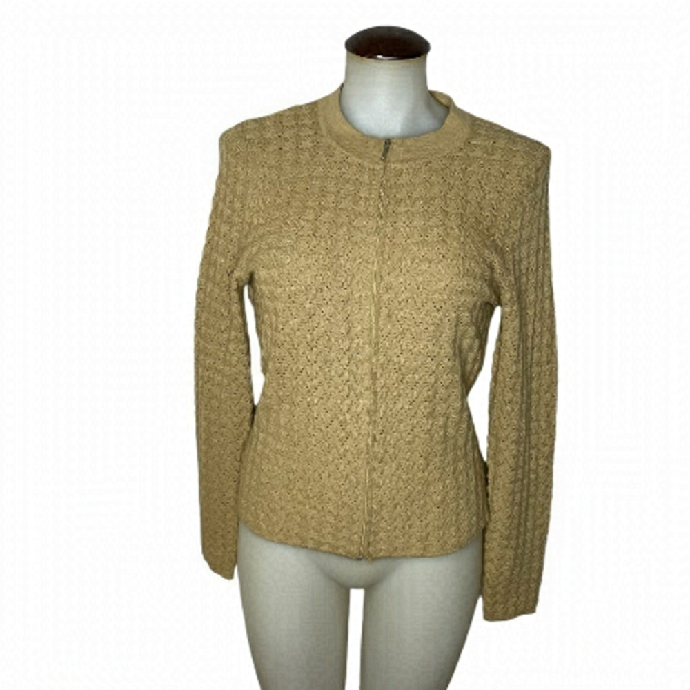 TEXTURED Knit Zip Front Cardigan Sweater💛